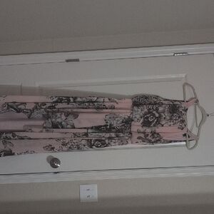 Floral Pink and Black Maxi Dress